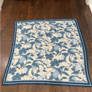Floral Silk Print Scarf with Blue and Cream Design from Tuckernuck